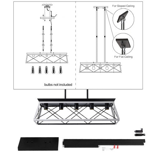 5 Lamps Farmhouse Chandelier Dining Room White - No Bulbs Unavailable Platform- CJDS