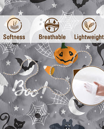 3pcs Halloween Pumpkin Set Comforter Set For Girls Boys Women, Soft Lightweight Halloween Bedding Set 1 Coverlet And 2 Pillowcases