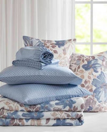 Floral Comforter Set With Bed Sheets Blue Queen