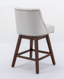 Counter Height Swivel Barstools, 26'' H Seat Height Upholstered Bar Stools Set Of 2, Fabric In Ivory