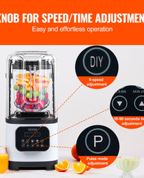 Professional Blender With Shield, Commercial Countertop Blenders, 68 Oz Jar Blender Combo, Stainless Steel 9 Speed & 5 Functions Blender, For Shakes, Smoothies, Peree, And Crush Ice, White