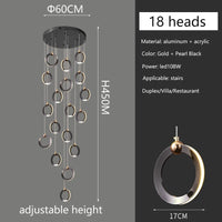 Duplex Staircase Lamp Long Chandelier Black Gold Modern Minimalist Light Luxury Creative Lighting Villa Loft Living Room Rng