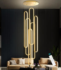 Modern LED Chandeliers for Foyer Entryway High Ceiling Long Staircase Chandeliers Dimmable Dimmable Flush Mount High Villa Foyer 2700K-6000K