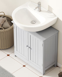 Bathroom Vanity Cabinet, Under Sink Bathroom Cabinet with 2 Doors and Adjustable Shelf, Light Gray