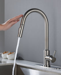 Touch Kitchen Faucet With Pull Down Sprayer Brushed Nickel