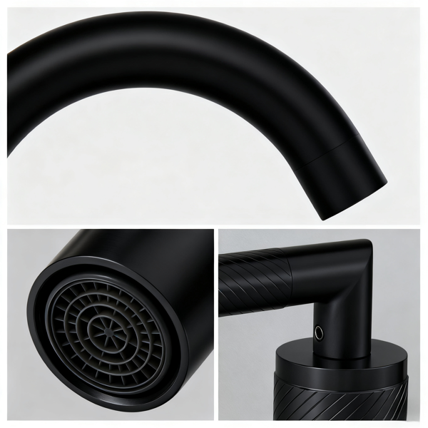 Bathroom Faucet 2 Handle Matte Black Bathroom Sink Faucet Widespread 3 Hole 360° Swivel Spout Modern Sink Basin Faucets 8 Inch[Unable Ship Weekends, TK/TEMU Only For Pickup]