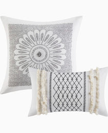 Full Queen Cotton Printed Duvet Cover Set With Chenille