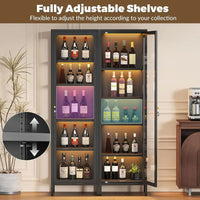 69 Glass Display Cabinet with Lock & 13-Color LED Lights, 5-Tier Metal Cabinet for Collectibles, Action Figures, Trophies (Black