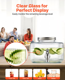 Beverage Dispenser, 0.8 Gallon Drink Dispensers For Parties, Glass Juice Dispenser With No-Drip Spigot And Lid, Iced Tea Lemonade Juice Water Dispensers For Restaurants, Hotels, Parties