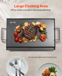 24x16 In Flat Top Griddle Carbon Steel Universal BBQ Grill Pan Cookware