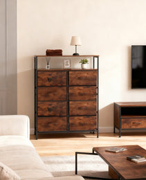 8-Drawer Fabric Dresser With Open Shelf, 45.9-inch Tall Storage Cabinet For Bedroom Closet Organization