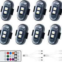 RGB Led Aircraft Strobe Light Remote Wireless Motorcycle Flash Light Warning Lights for Bike Car Multifunctional