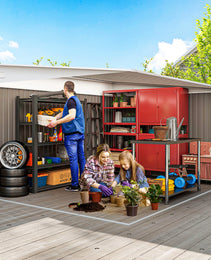 11' x 9' Metal Outdoor Storage Shed, Tool House with Double Lockable Doors for Backyard, Patio, Lawn, Garage, Gray