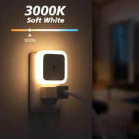 6-Pack Plastic Compact 0.5W Ultra-Energy-Saving Smart LED Night Lamps, Auto Sensor Dusk-To-Dawn Warm Plug-In, Auto-On/Off Nursery-Friendly Hands-Free Home Accessory, 6Pack Whole-Home Lights for Bedroom Decorative Atmosphere Lighting