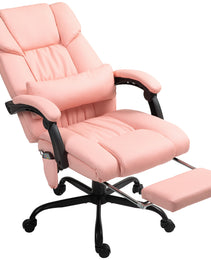 Massage Office Chair with 6 Vibrating Points, High Back Reclining Office Chair with Footrest and Remote, Pink