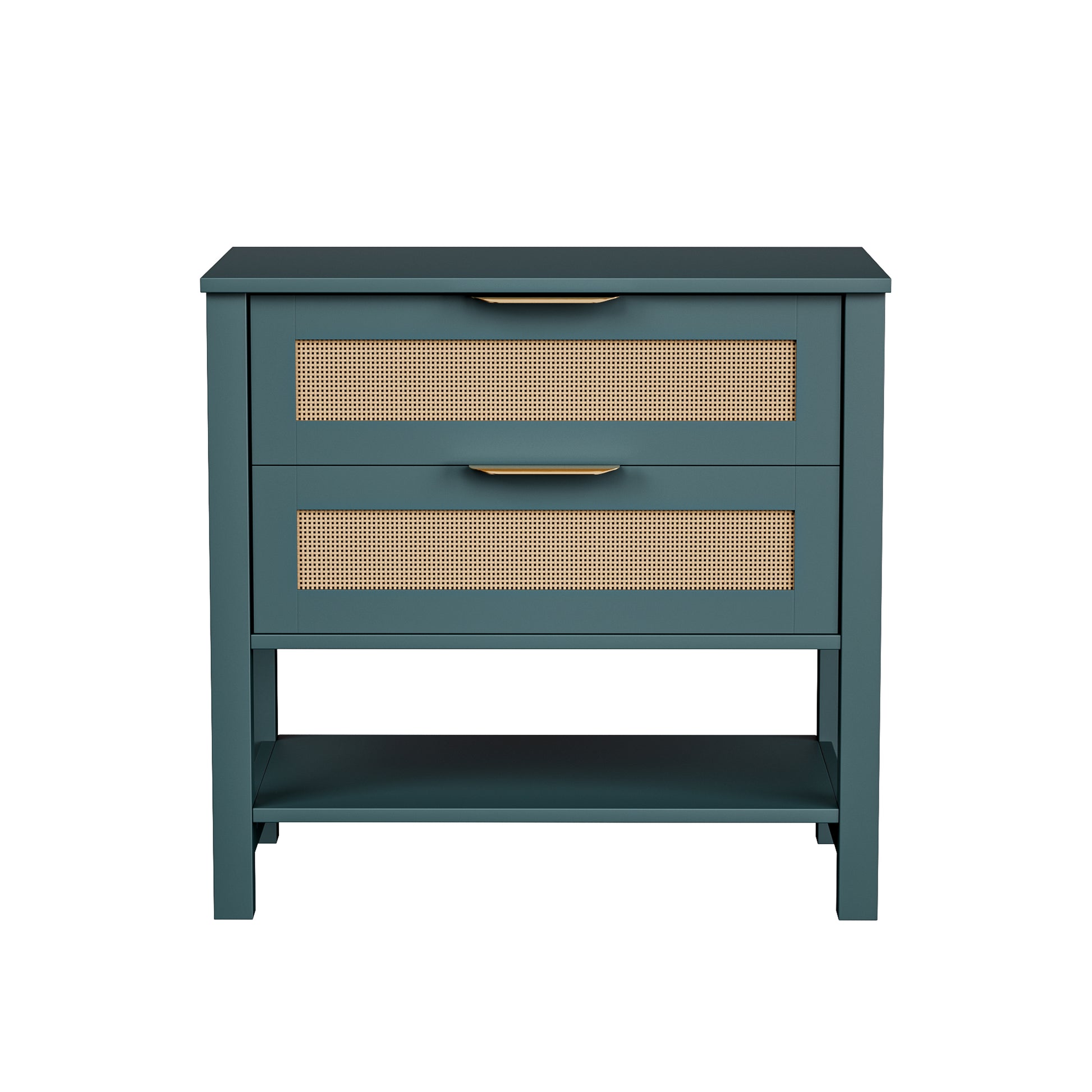 Rattan Nightstand With 2 Drawers And Storage Shelf Boho Bedside Narrow Side Table For Bedroom