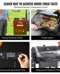 53 Inch Portable Charcoal Grill, Propane Gas Grills With Cover And Cart, Heavy Duty Iron BBQ Grill, Mini Tabletop Smoker For Outdoor Cooking, Barbecue Camping, Picnic, Patio, And Backyard, Black