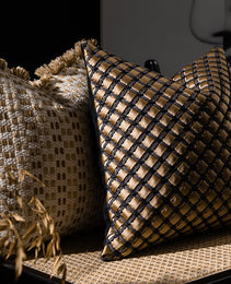 Woven Throw Pillows In Sofa Living Room
