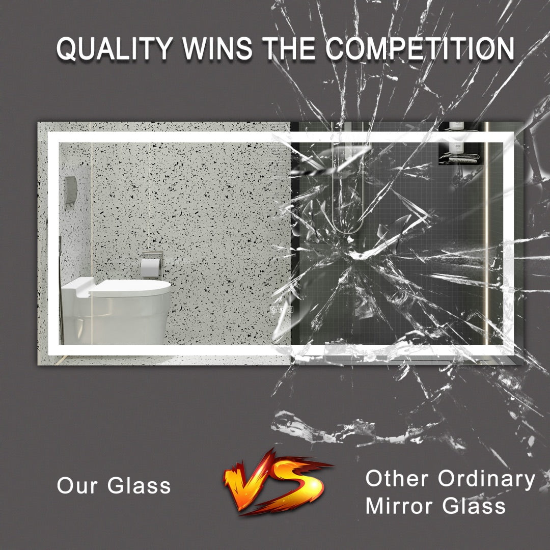 72  X 36 LED Bathroom Mirror With Anti-Fog And Touch Sensor -Modern Frameless Lighted Wall Mirror For Bathroom Vanity, Shower Room, Or Dressing Area