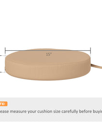 Patio Chair Cushions Set of 4 Round Seat Cushions for Dining Bistro Chairs Machine Washable, 15" x 15" x 3", Khaki