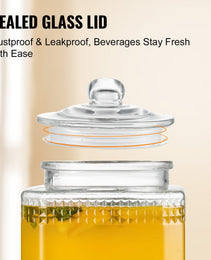 Beverage Dispenser, 1.5 Gallon Drink Dispensers For Parties, Glass Juice Dispenser With Stand, Stainless Steel Spigot, Iced Tea Lemonade Juice Water Dispenser, For Restaurants, Hotels, Parties