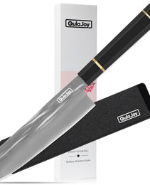 Qulajoy Chef Knife 8 Inch - Hand Forged Swedish Sandvik Steel Gyuto Cooking Knife - Professional Japanese Kitchen Knife - Classic Octagonal Handle