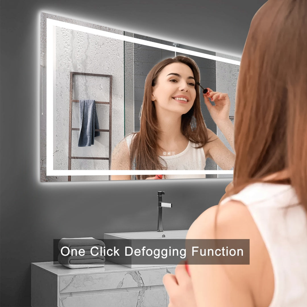 72  X 36 LED Bathroom Mirror With Anti-Fog And Touch Sensor -Modern Frameless Lighted Wall Mirror For Bathroom Vanity, Shower Room, Or Dressing Area