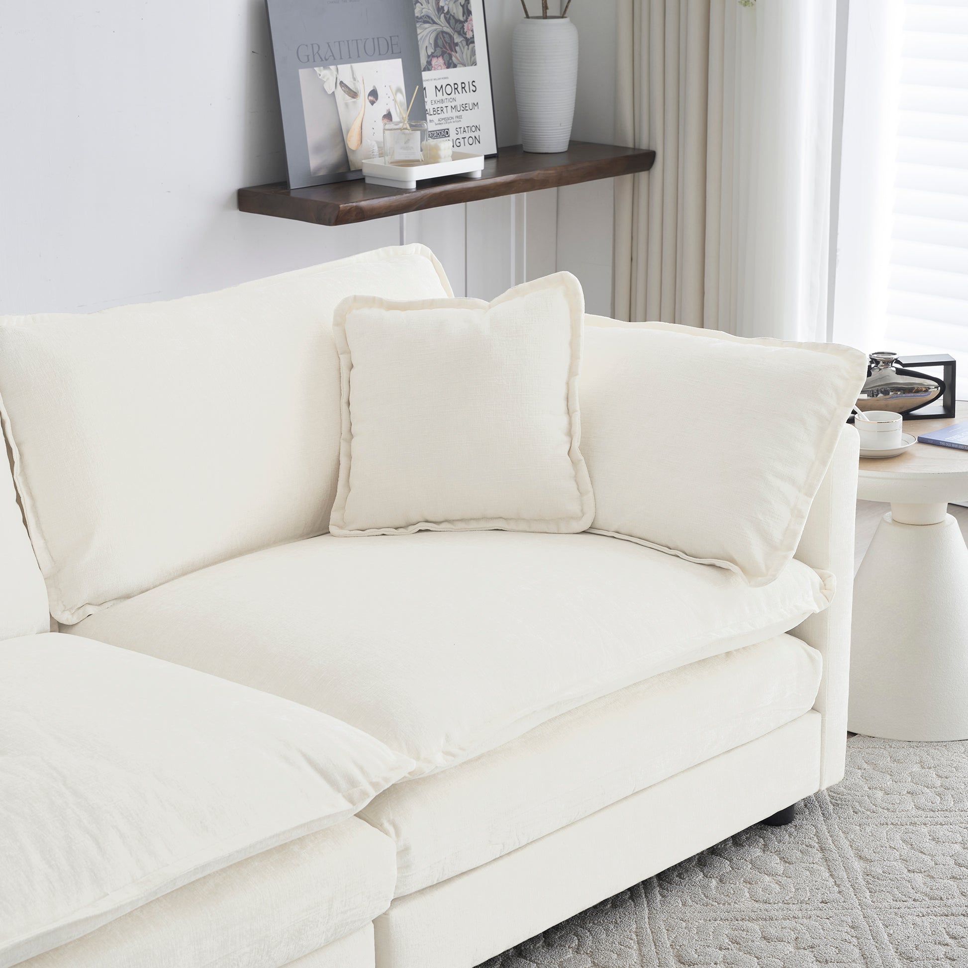 2 Seater Loveseat And Chair Set, 2 Piece Sofa & Chair Set, Loveseat And Accent Chair , 2-Piece Upholstered Chenille Sofa Living Room Couch Furniture1-2 Seat  ,White Chenille