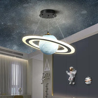 Kids Bedroom Planet Pendant Lamps Creative Acrylic Earth Ball Chandelier Cartoon Children Boys Room Space Star Hanging Lighting