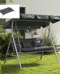 59" Tufted Bench Cushions & Throw Pillows, Replacement Bench Seat Pad, Back & 2 Pillows for Outdoor Furniture, Charcoal