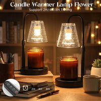 2 Pack Candle Warmer Lamp with Timer,Dimmable,Adjustable Height