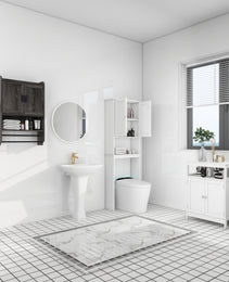 Bathroom Wall Cabinet With Doors,Adjustable Shelf,Towel Bar And Paper Holder, Over The Toilet Storage Cabinet, Medicine Cabinet For Bathroom-Grey