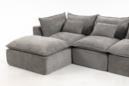 102.3  Width Cloud Couch Oversized Modular Sectional Sofa True Relax Comfy Couches Wide&Deep Seat Sofas For Living Room Furniture Sets, 3Seat With Ottoman