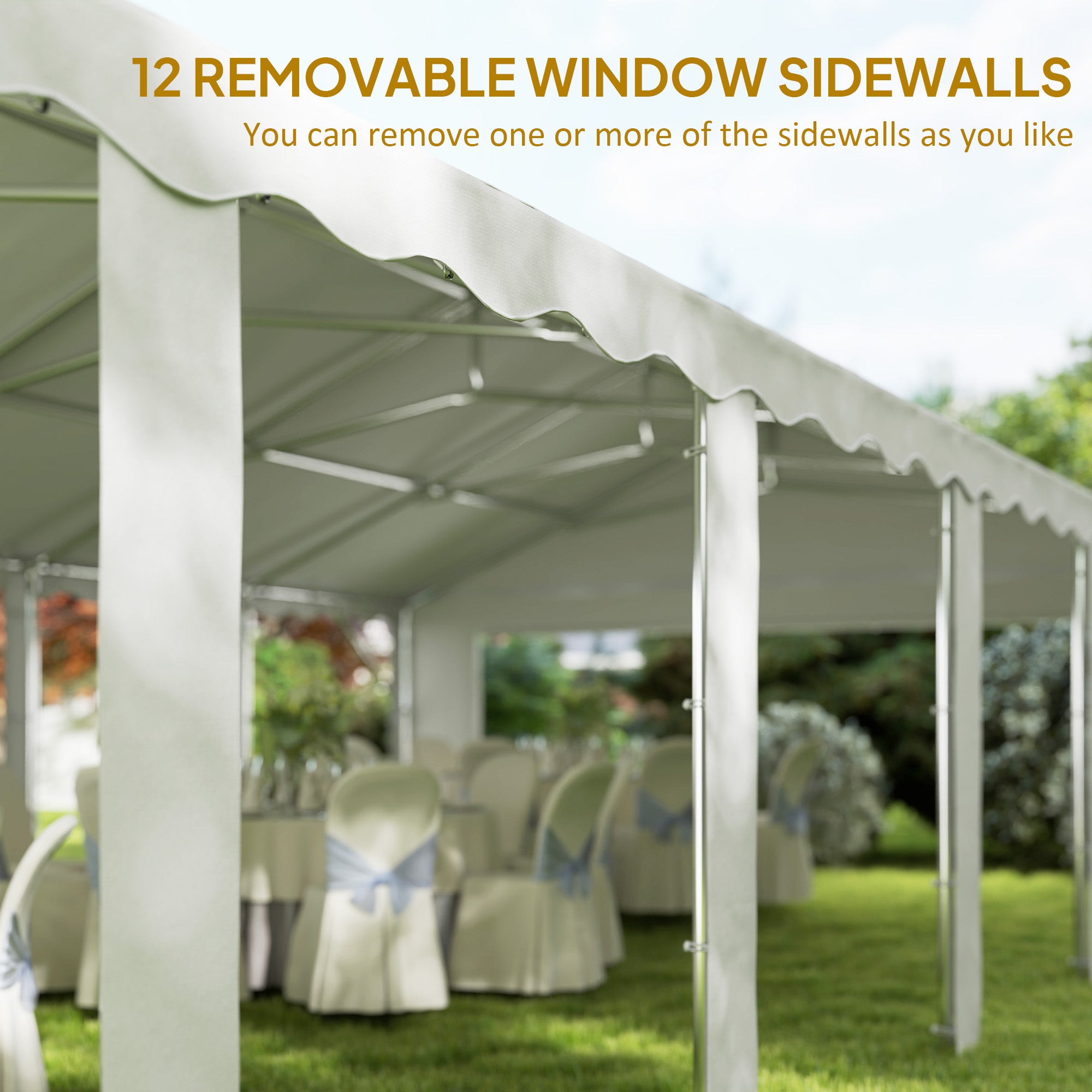 20’ x 40’ Party Tent, Outdoor Canopy Tent with Removable Sidewalls, 12 Windows for Parties, Wedding, Events, BBQ, White