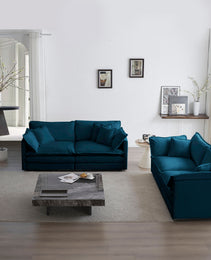 2 - Piece Living Room Set , 2 Pieces Upholstered Loveseat And Couch For Home Office Lounge,  Sofa Set Of 2, 2-Piece 2-2 Seat Couch Set For Living Room ,Blue Chenille