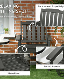 2 Piece All-Weather Patio Chairs, HDPE Patio Dining Chair Set, Heavy Duty Wood-Like Outdoor Furniture, Gray
