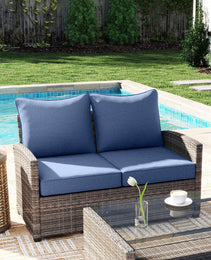 4 Patio Chair Cushions with Seat & Backrest, Fade Resistant Seat Replacement Cushion Set, Blue