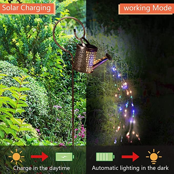 Solar Lights Outdoor Decorative, Metal Solar Watering Can Outdoor Lights IP65 Waterproof, Hanging Garden Decor Yard Lights Outside Patio Lawn, Gifts For Mom Women Birthday - CJDS