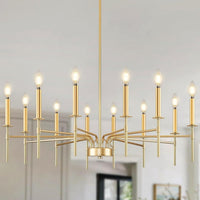 Modern Farmhouse Gold Chandeliers for Dining Room Light Fixture, 8-Light Metal Candle Chandeliers Lighting for Living Room Staircase Foyer Entryway Bedroom
