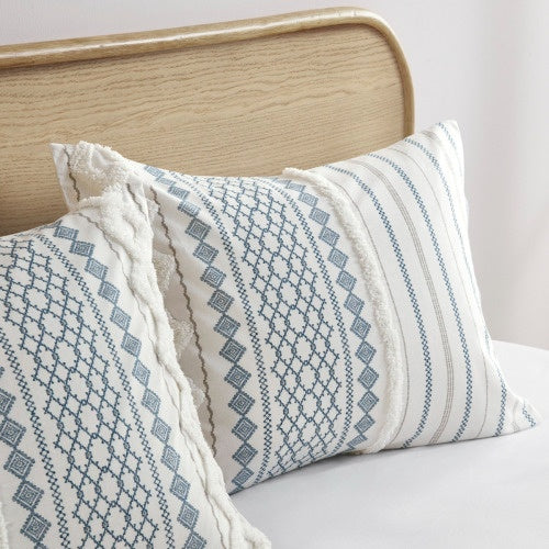 Full Queen Cotton Printed Duvet Cover Set With Chenille