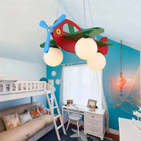 Nordic Modern Minimalist Log Airplane Chandelier Boys Girls Bedroom Led Pendant Lamp Creative Art Children's Room Lighting Decor