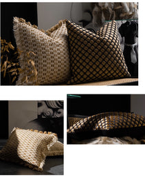Woven Throw Pillows In Sofa Living Room