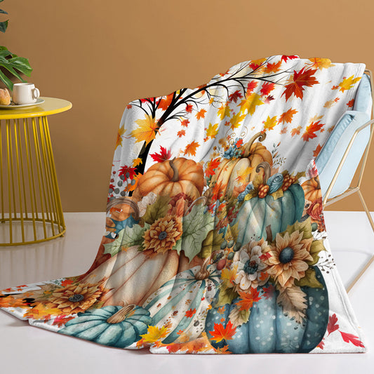 Fall Throw Blanket Pumpkin Flower Printed Blankets Soft Flannel Throw Cute Halloween Blanket Gifts For Kids Teens Boys Girls