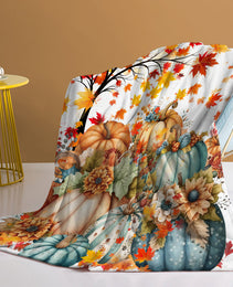 Fall Throw Blanket Pumpkin Flower Printed Blankets Soft Flannel Throw Cute Halloween Blanket Gifts For Kids Teens Boys Girls