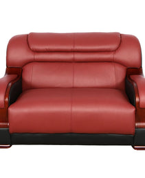 Pickup Only--Black & Red Genuine Cow Leather 3-Piece Couch Living Room Sofa Set