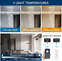 35-Light Long Large Modern Led Crystal Chandeliers Modern Spiral Chandeliers High Ceilings Chandelier for Staircase Foyer Chrome