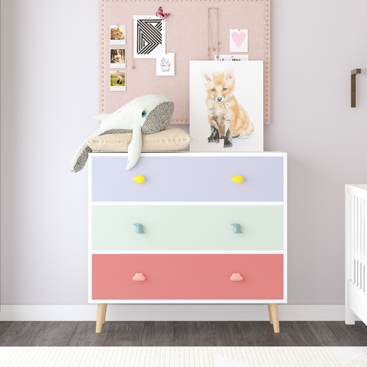 Kids 3 Drawer Dresser, Baby Nightstand For Bedroom, Storage Cabinet For Toddler Child For Living Room, Toddler Room, Nursery, Closet, Apartment Colorful