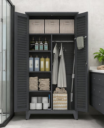 73'' Tall Metal Tool Storage Cabinet, With Ample Storage Space For Garage,Warehouse,Garden,Office, Living Room,Bathroom,Utility Room Slate