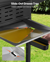Gas Grill, 3 Burner Propane Gas Grill With Spacious 338 SQ.In Grilling Area, Carbon Steel Enamel Grates, Outdoor 36,000 BTU Patio Garden BBQ Grills With Foldable Side Shelves, Carbon Steel