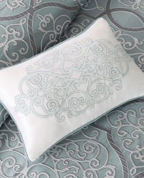 12 Piece Comforter Set With Cotton Bed Sheets Blue Cal King